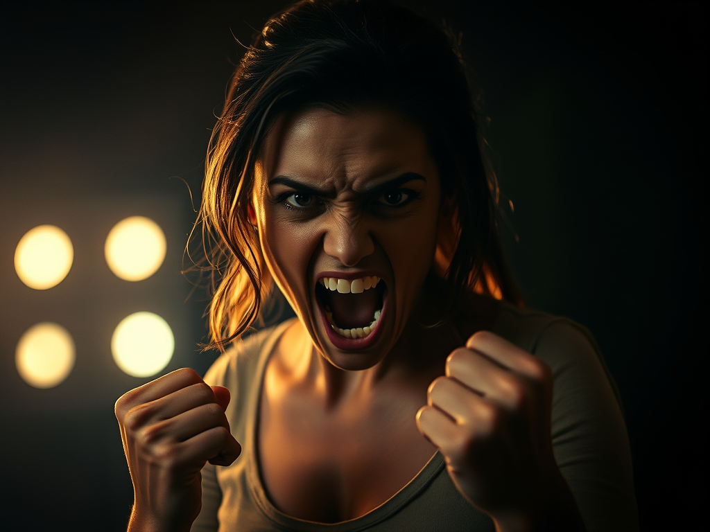 Mujer sintiendo ira. 