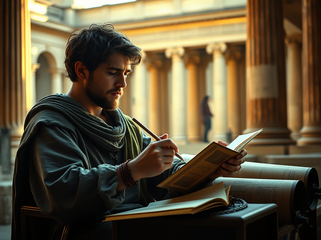 Ovidio escribiendo su Ars Amatoria (el arte de amar)