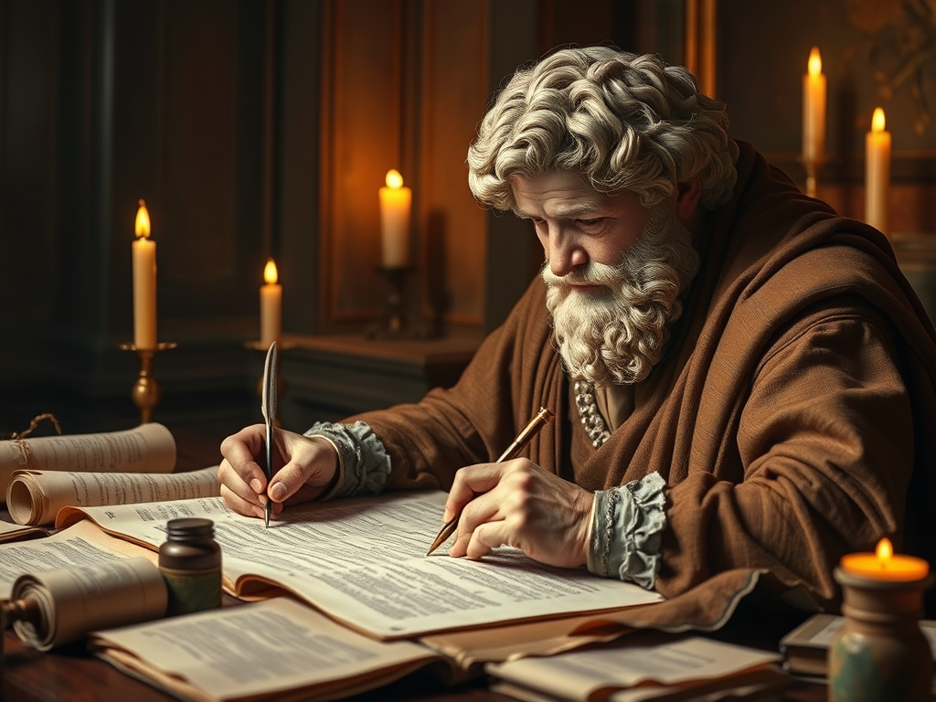 Aristóteles escribiendo Ética a Nicómano