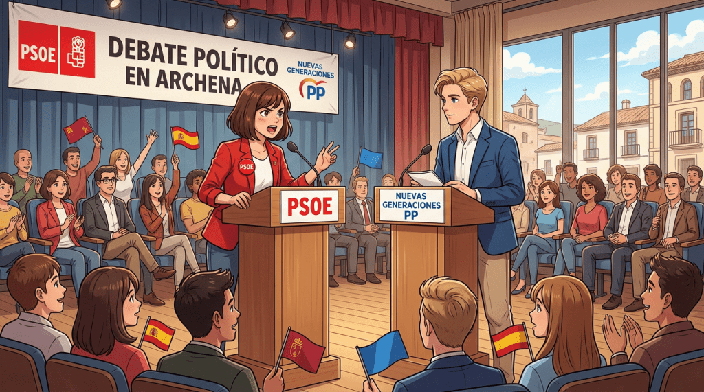 Political debate between PSOE and Nuevas Generaciones PP youth representatives in Archena